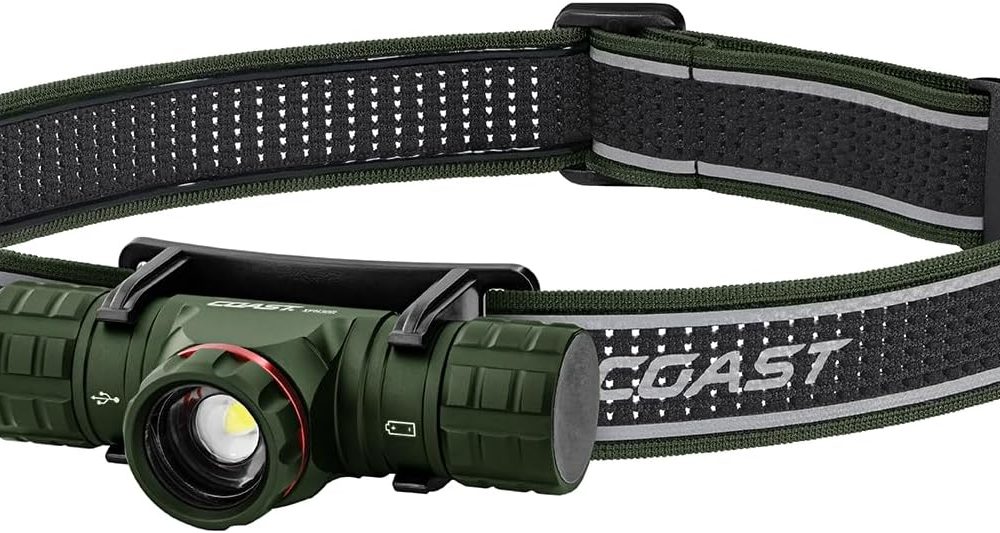 Coast XPH30R 1500 Lumen USB-C Rechargeable Headlamp with Twist Focus Beam and Magnetic Base, 4.37 oz. - Forest Green